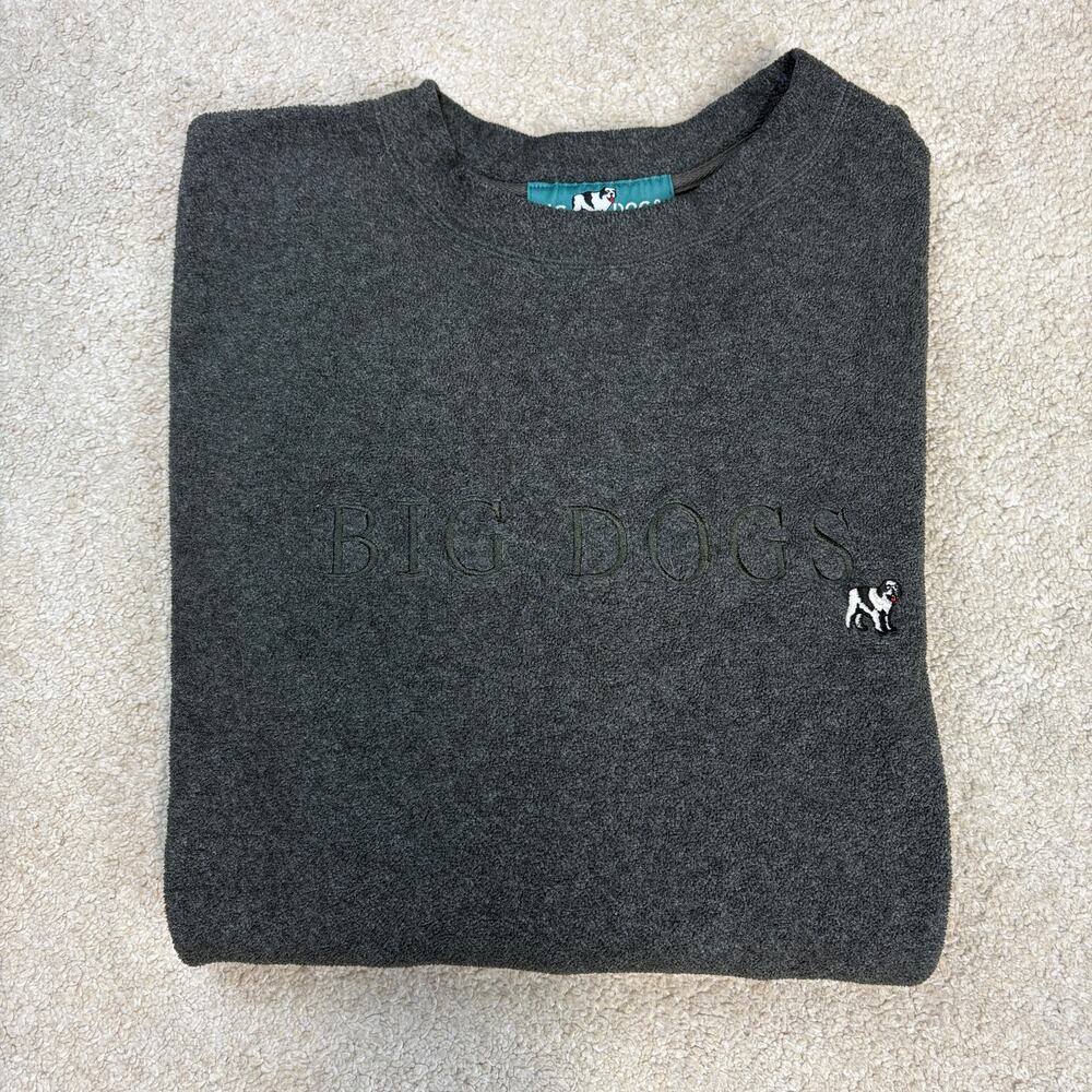 Big Dogs Vintage Gray Fleece Pullover Oversized Sweatshirt 90s 00s Size L